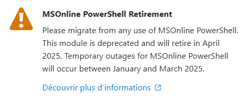 MSOnline PowerShell : Fin de service et alternatives recommandées